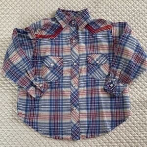 Panhandle girls Western Rodeo shirt snaps red/white/blue cotton Size XS 4/5